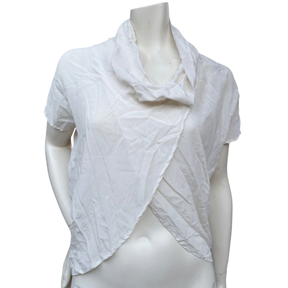 Fate 100% Silk Cowl Neck Blouse White Tulip Neo Minimalism Fairycore Ethereal L